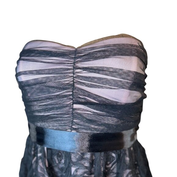 AUW Strapless Formal Dress with Black Tulle Rosette Overlay Size‎ 5 - Picture 6 of 8